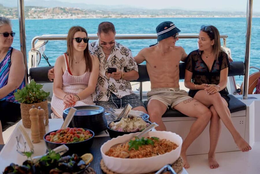 Chania: Morning Catamaran Cruise with Premium Lunch & Drinks - Agioi Theodoroi: The Long Stop Where the Day Becomes a Vacation