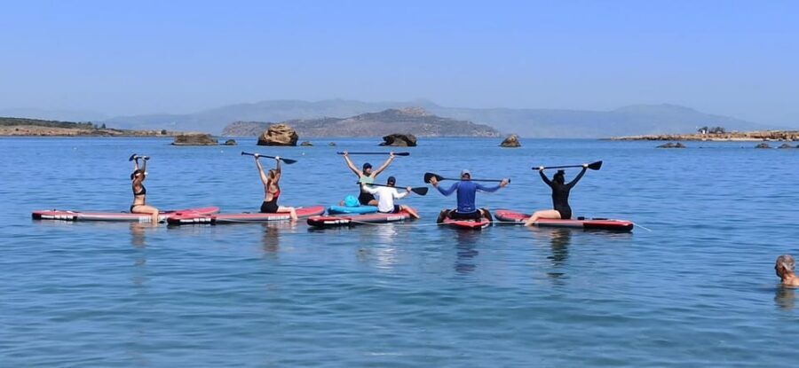 Chania: Morning or Sunset Stand-up Paddleboard Pilates - SUP Paddleboard Pilates at Nea Chora: why this workout feels different