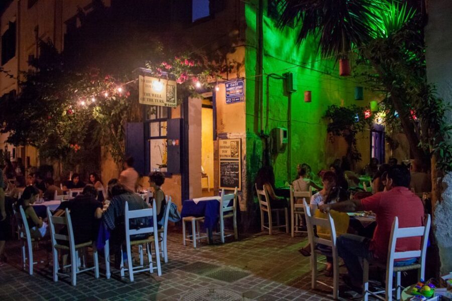 Chania: Wine, Food, and Sunset Tour with 3-Course Dinner - Historic Garden Wine Tasting With a Qualified Sommelier