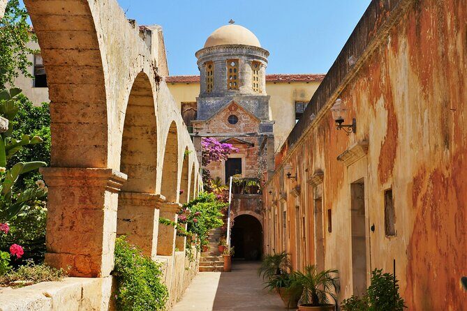 Shore Explore Chania: City Charm, Beach, Monastery & Winetasting - Holy Trinity Monastery (Agia Triada): 17th-century calm with a wine finish